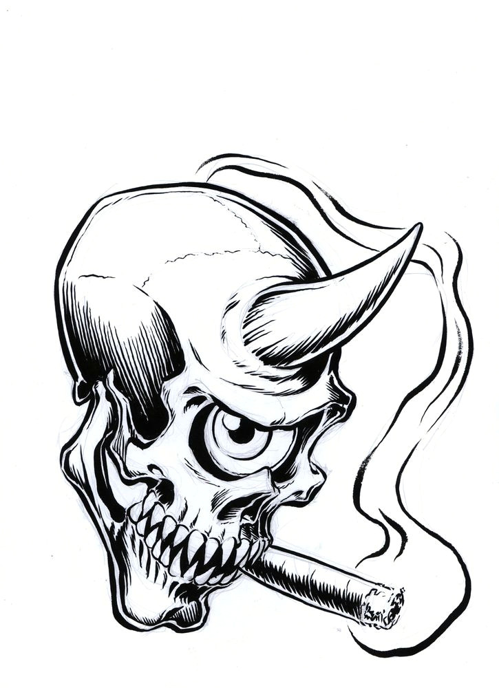 Drawing Of Skulls with Smoke Image Of Smoking Simon Skull Sketch by Coop Art I Like Skull