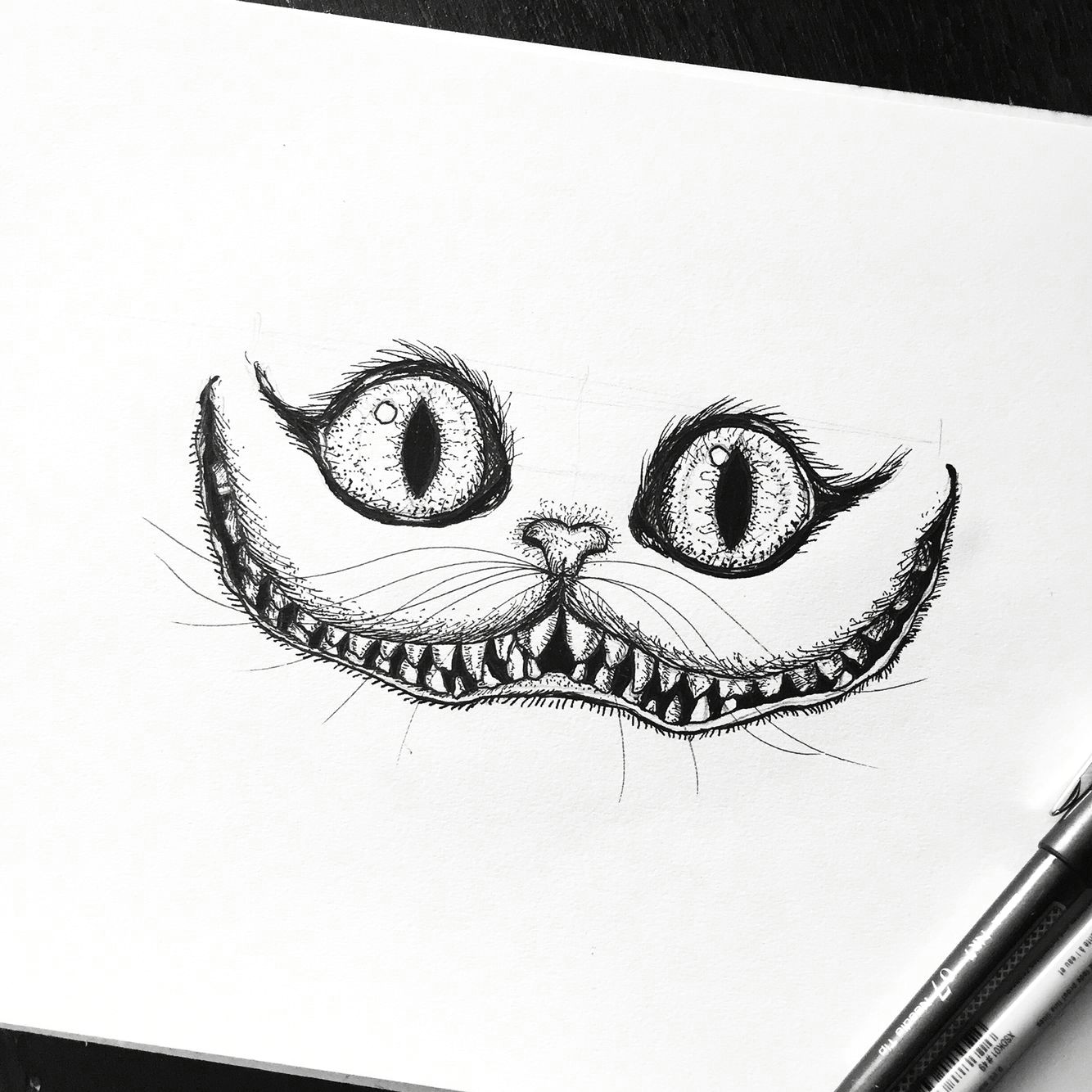 Drawing Of Smiling Eyes Cheshire Cat Alice In Wonderland Sketch Drawing Art