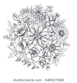 Drawing Of Spring Flowers Floral Composition Bouquet with Hand Drawn Spring Flowers and