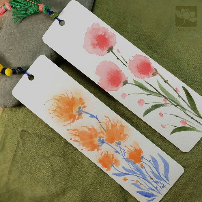 Drawing Of Summer Flowers Flowers In Summer Garden 5 original Drawing Bookmarks Watercolor