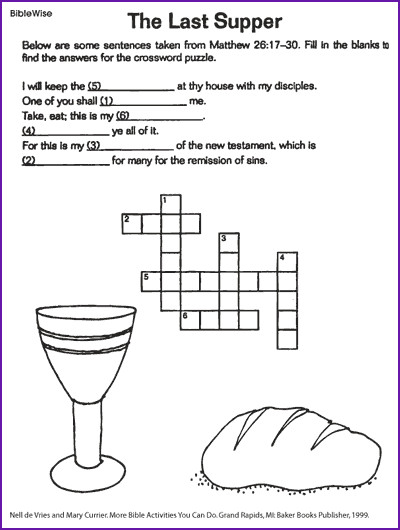 Drawing Of the Heart Crossword the Last Supper Jesus Crossword Kids Korner Biblewise Bible