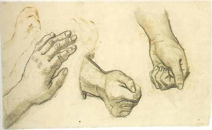 Drawing Of Three Hands Vincent Van Gogh Three Hands Nuenen December May 1884 85
