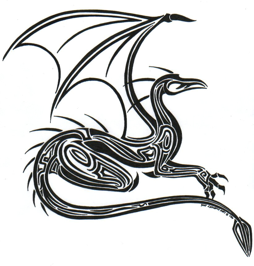 Drawing Of Tribal Dragons Tribal Dragon by L Sway On Deviantart Dragons Black White