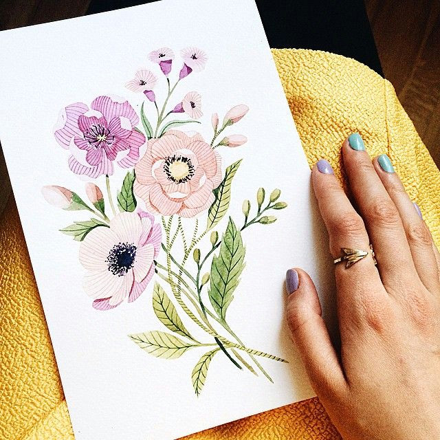 Drawing Of Violet Flower Photo From Vicky Od Ig Artwork Dump In 2019 Watercolor