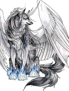 Drawing Of Wolves with Wings Wolves with Wings