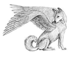 Drawing Of Wolves with Wings Wolves with Wings