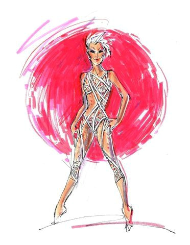 Drawing P Nk Pink and Bob Mackie Reunite for Funhouse tour 2009 Design for