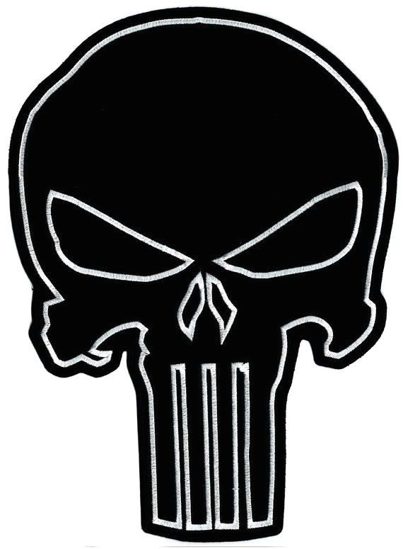 Drawing Punisher Skull Skull Punisher Huge 12 X 8 75 Black Embroidered Biker Back Vest