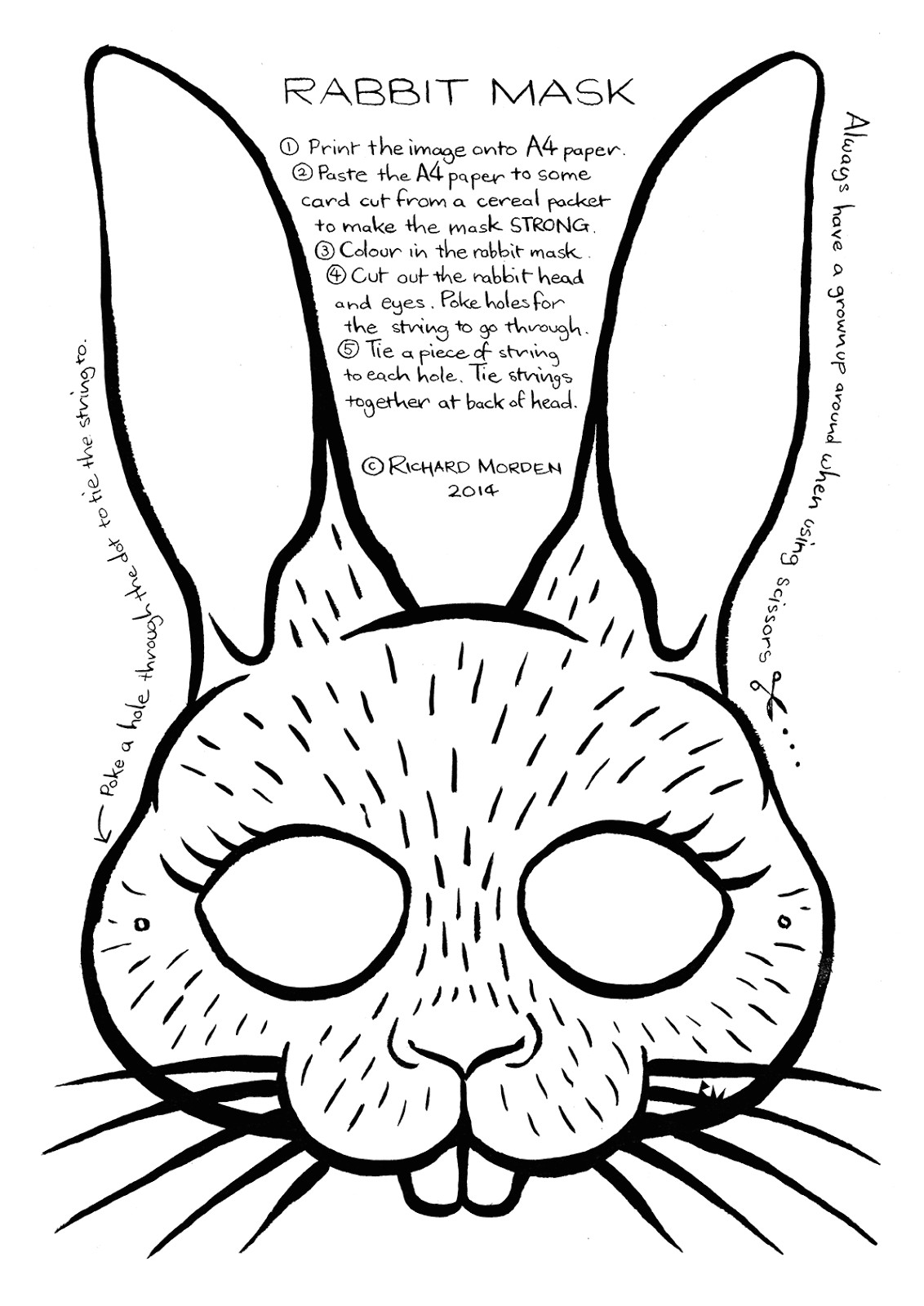 Drawing Rabbit Eyes Make Your Own Rabbit Mask Click Through to Print It Out Colour It