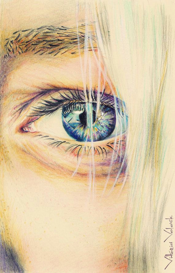 Drawing Realistic Eyes with Color Realistic Color Illustration Custom Color Pencil Portrait Drawing