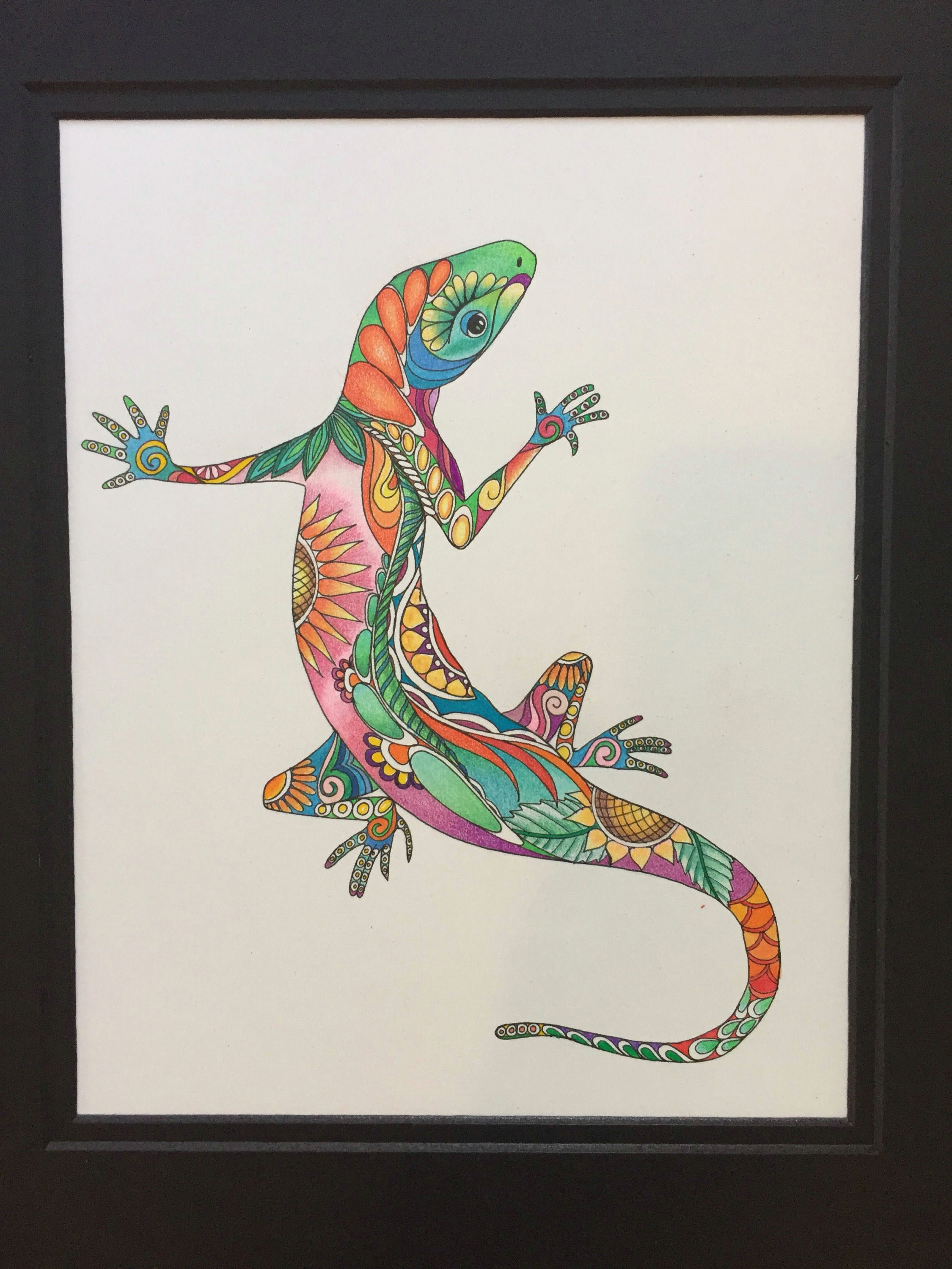Drawing Reptile Eyes Zentangle Lizard Colored Lizard Lizard Art Colored Etsy