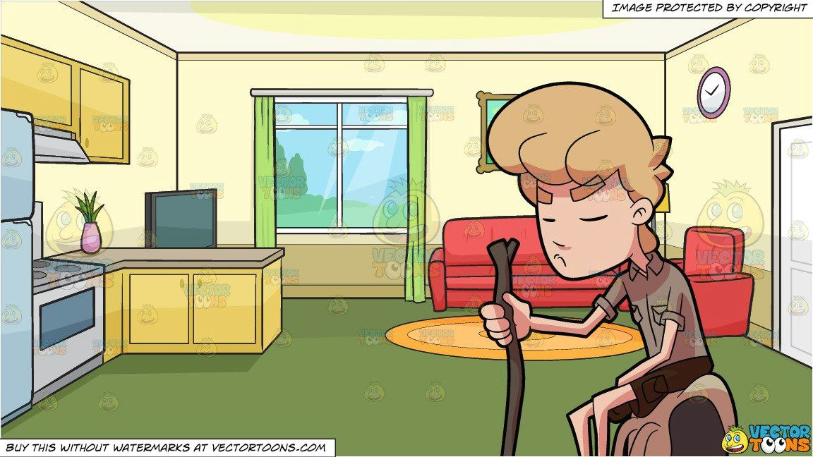 Drawing Room Cartoon Images A Tired Man Takes A Break From His Hike and the Kitchen and Living