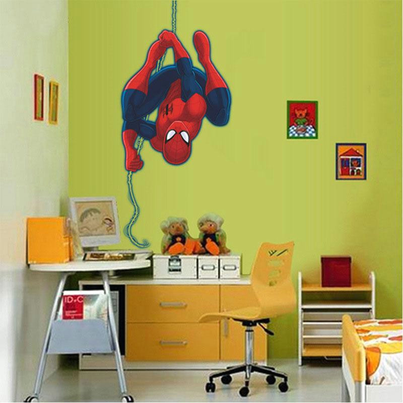 Drawing Room Cartoons Spiderman Cartoon Wall Sticker Pvc Self Adhesive Movie Wall Decal