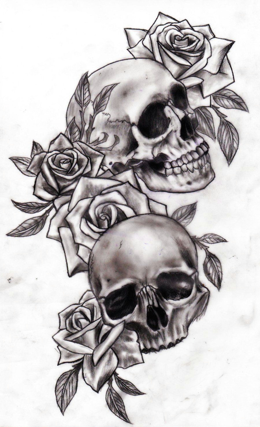 Drawing Skull and Flower Pin Od Mariusz nowak Na Tatuaa Tattoos Skull Tattoos I Rose Tattoos