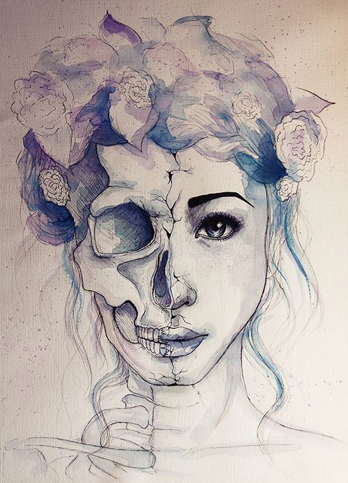 Drawing Skull On Face Past Sucks Beauty Drawings Art Art Drawings