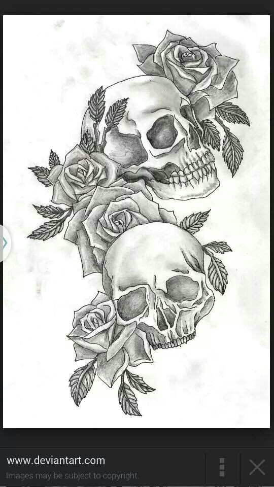 Drawing Skull with Flowers Skulls Roses Tattoo Tattoos Tattoos Skull Tattoos Tattoo Designs
