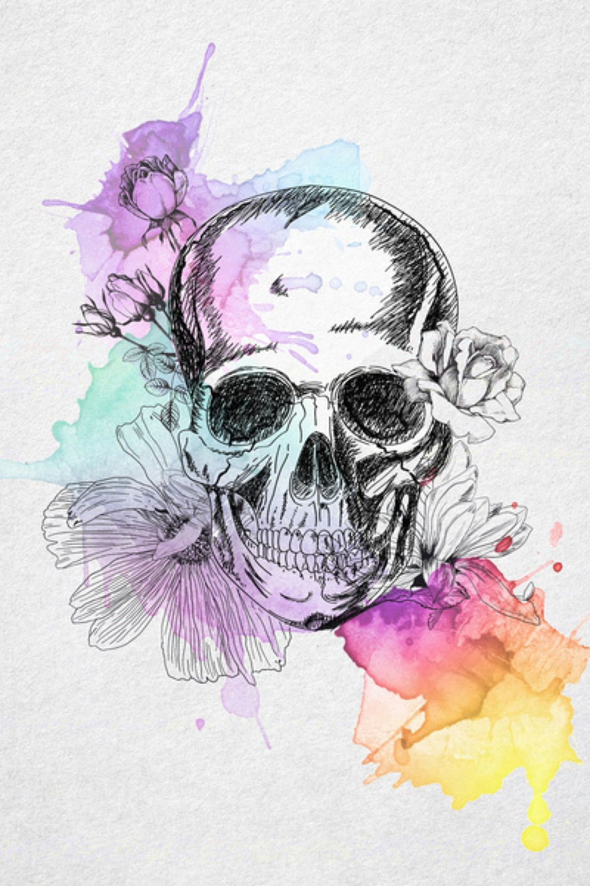 Drawing Skull with Flowers Watercolour Flower Skulls Pinterest Tattoos Skull Tattoos and