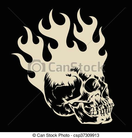 Drawing Skulls On Fire Skull 003 the Skull In Fire T Shirt Graphics Vintage Vector