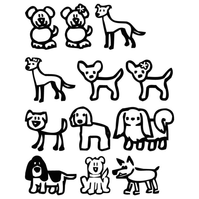 Drawing Stick Dogs 12 Stick Family Dogs Cartoon Vinyl Decal Fashion Classic Window