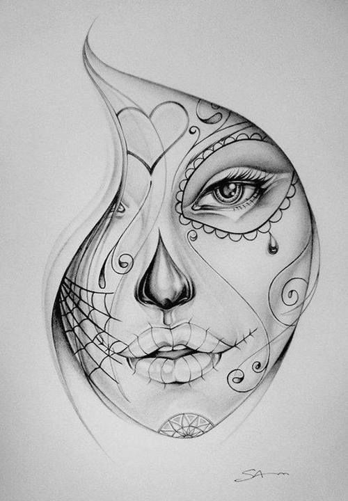 Drawing Sugar Skulls Tutorial Real Techniques Brushes Samantha Chapman In 2019 Ink Drawings