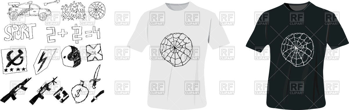 Drawing T Shirt Outline T Shirt Design Template with Sample Of Hand Draw Print Vector