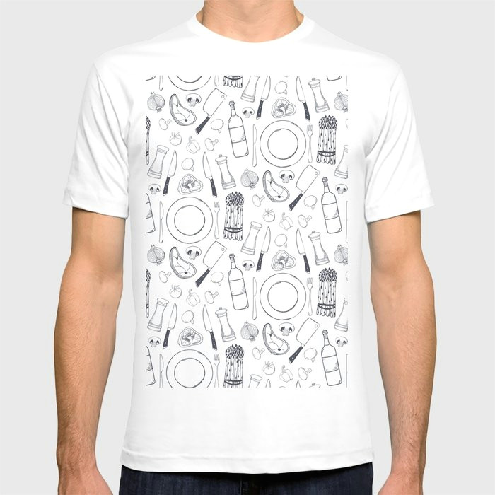 Drawing T Shirt Pattern Black Hand Drawn Ratatouille Sketched Pattern T Shirt by Pink Water