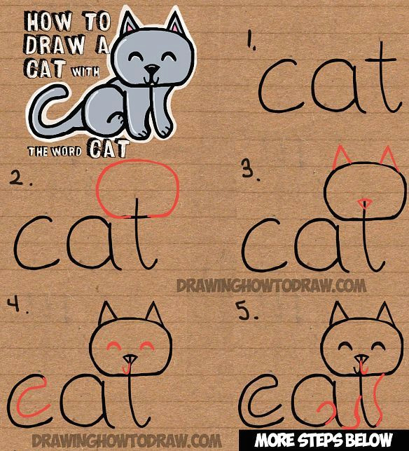 Drawing Things with Letters How to Draw A Cat From the Word Cat Easy Drawing Tutorial for Kids