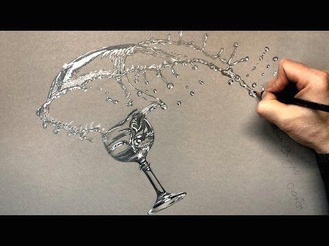 Drawing Time Lapse Flowers How I Draw A Glass and Splashing Water with Pencil Time Lapse