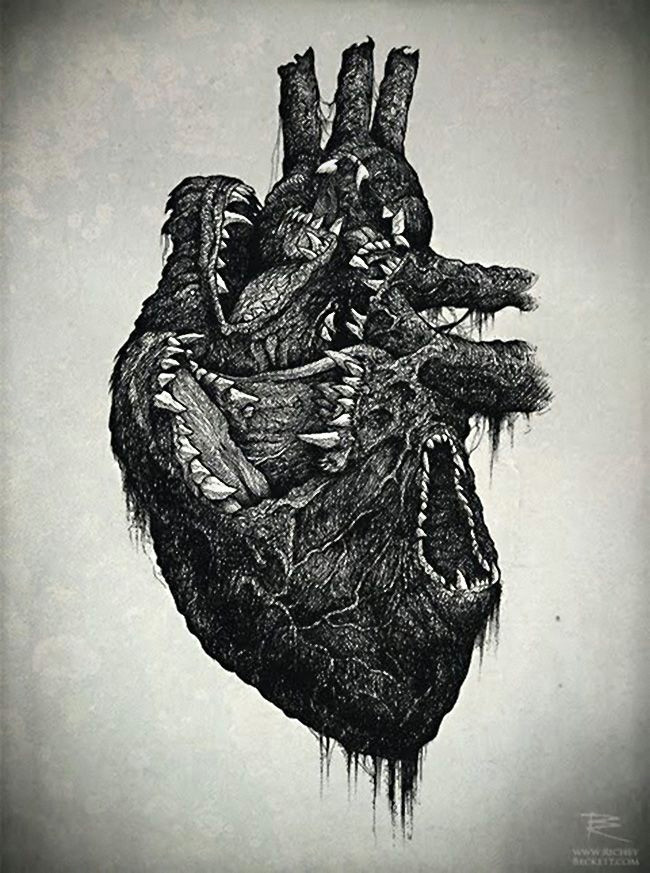 Drawing torn Heart Wolf Heart Richey Beckett Illustration My Heart Anatomy