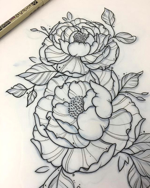 Drawing Traditional Flowers A Tattoo Pinte