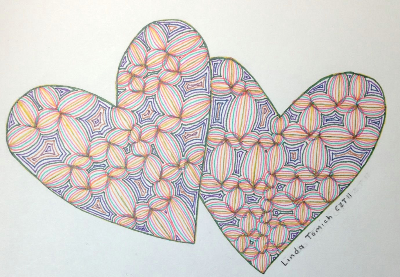 Drawing Two Heart Zentangle Two Hearts Zentangles Color Pinterest Heart