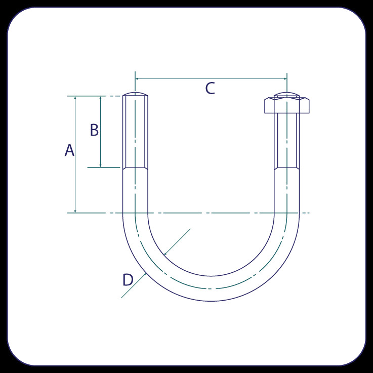 Drawing U Bolt Stainless Steel U Bolt Od Metric Tube Concept Stainless