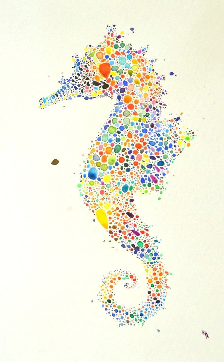Drawing Using Dots Ana Enshina Creates Colorful Dotted Animal Paintings