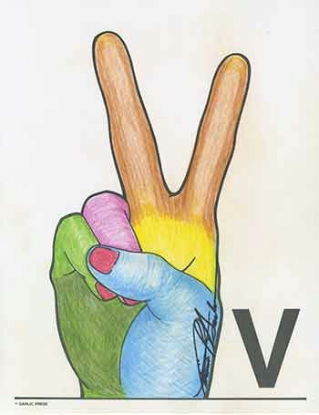 Drawing V Letter Letter V Colored Pencil Art American Sign Language Abcs American