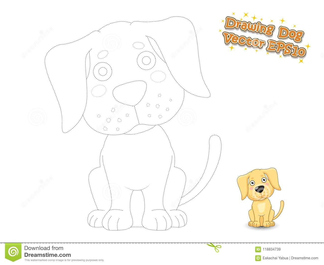 Drawing Vector Cartoons Drawing and Coloring Cute Cartoon Dog Puppy Labrador Educationa