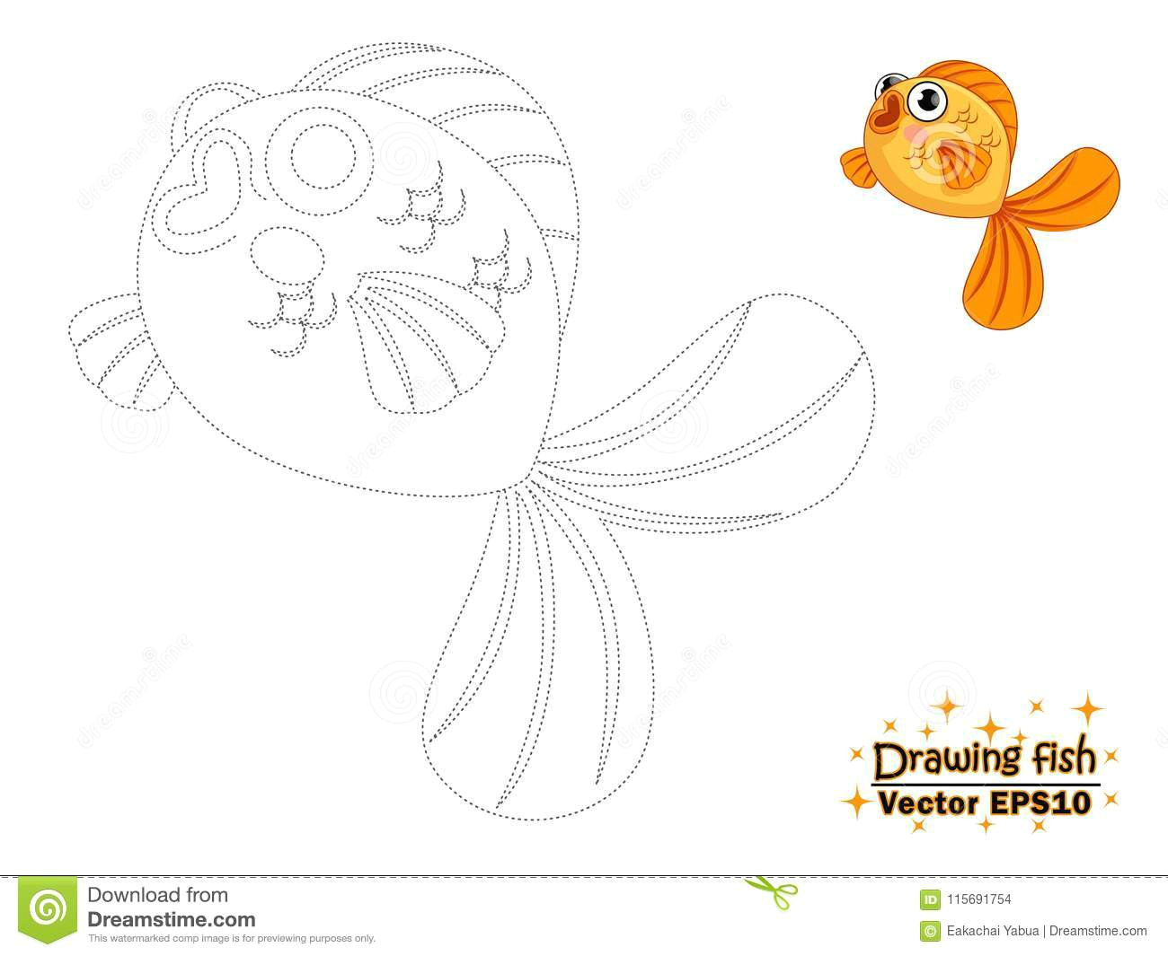 Drawing Vector Cartoons Drawing the Cute Cartoon Fish and Color Educational Game for Kids
