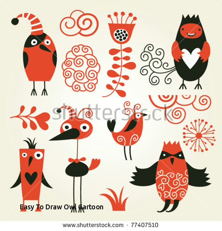 Drawing Vector Cartoons Easy to Draw Owl Cartoon Set Od Cute Cartoon Birds Stock Vector