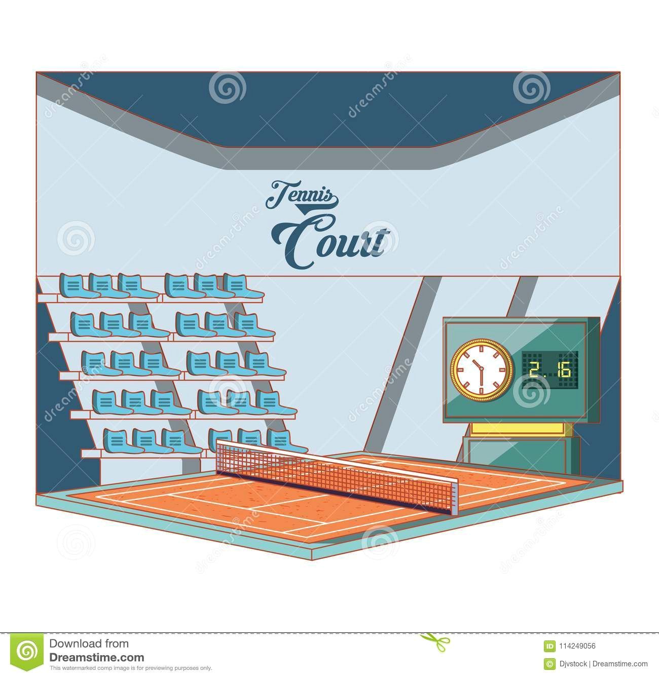 Drawing Vector Fields Court Of Tennis Sport with Stage Stock Vector Illustration Of