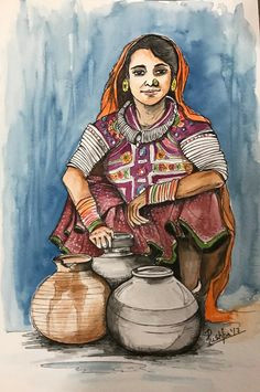 Drawing Village Girl 47 Best Indian Women Images Pen Watercolor Hindu Art India Art