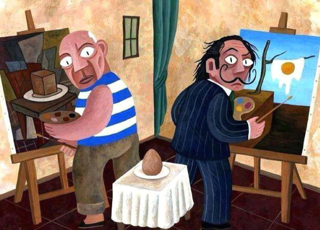 Drawing Vs Painting Picasso Vs Dali Painting An Egg Arte Dali Paintings Art Und Dali