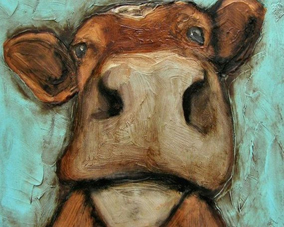 Drawing W Pastels Inspiration Cow Animal Farm Folk Art with Colored Pencils or Oil