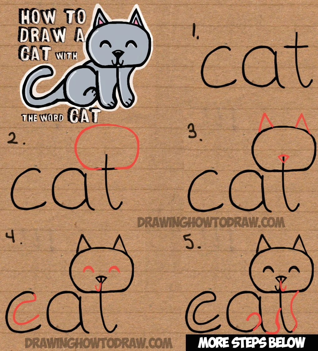 Drawing W Words How to Draw A Cat From the Word Cat Easy Drawing Tutorial for Kids