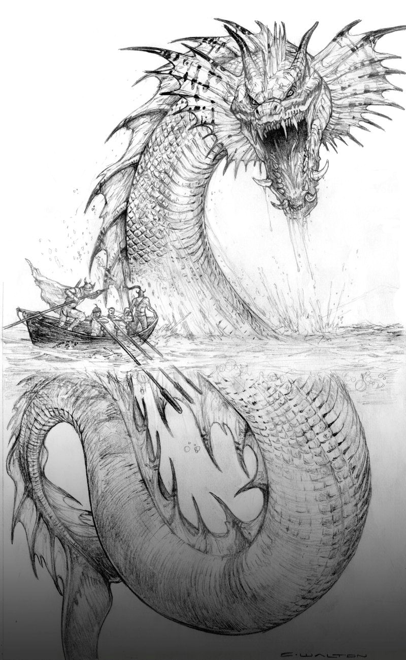 Drawing Water Dragons Palladium Fantasy Jormund Serpent by Chuckwalton Deviantart Com On