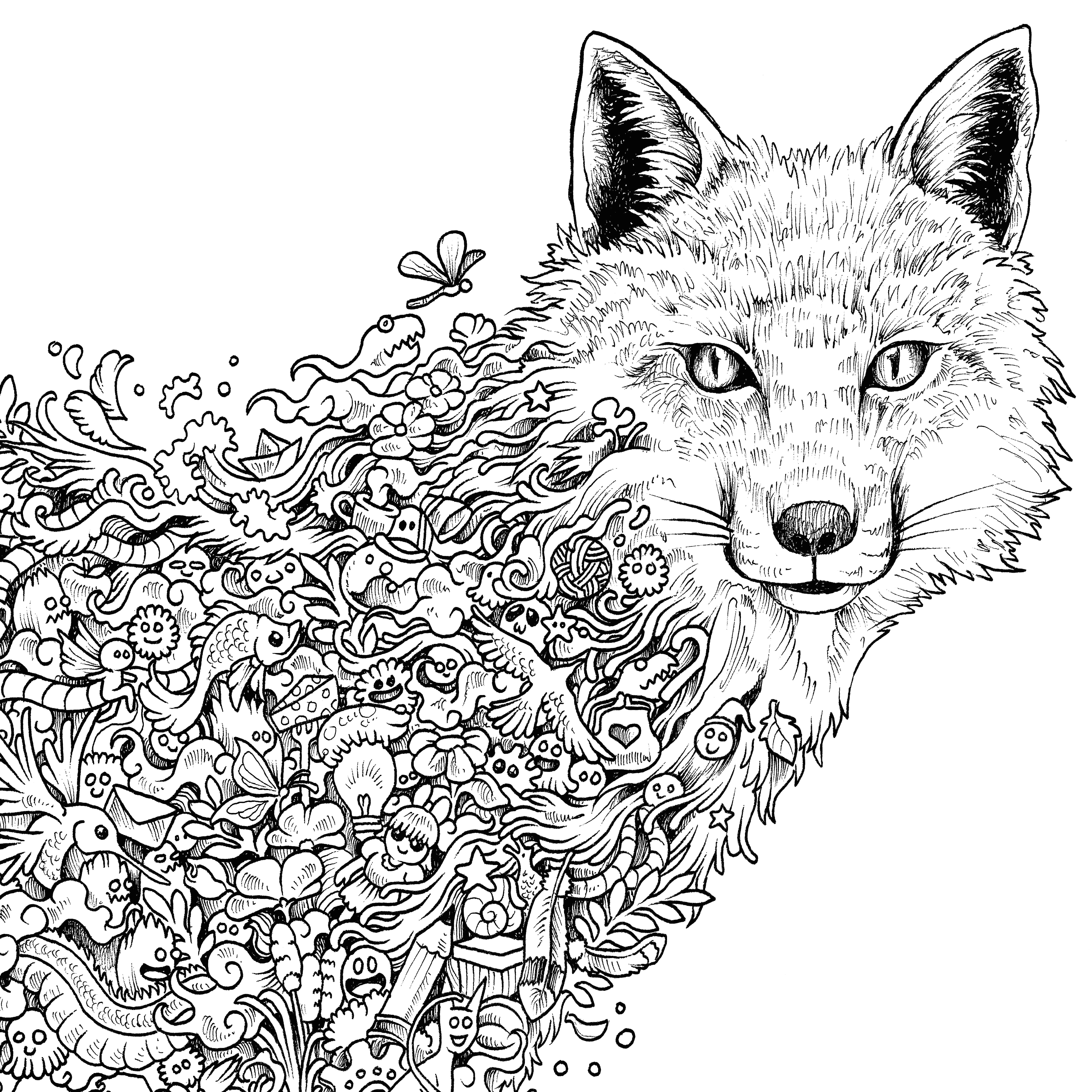 Drawing Wolf Color Online Coloring for Adults Alcater Coloring Page