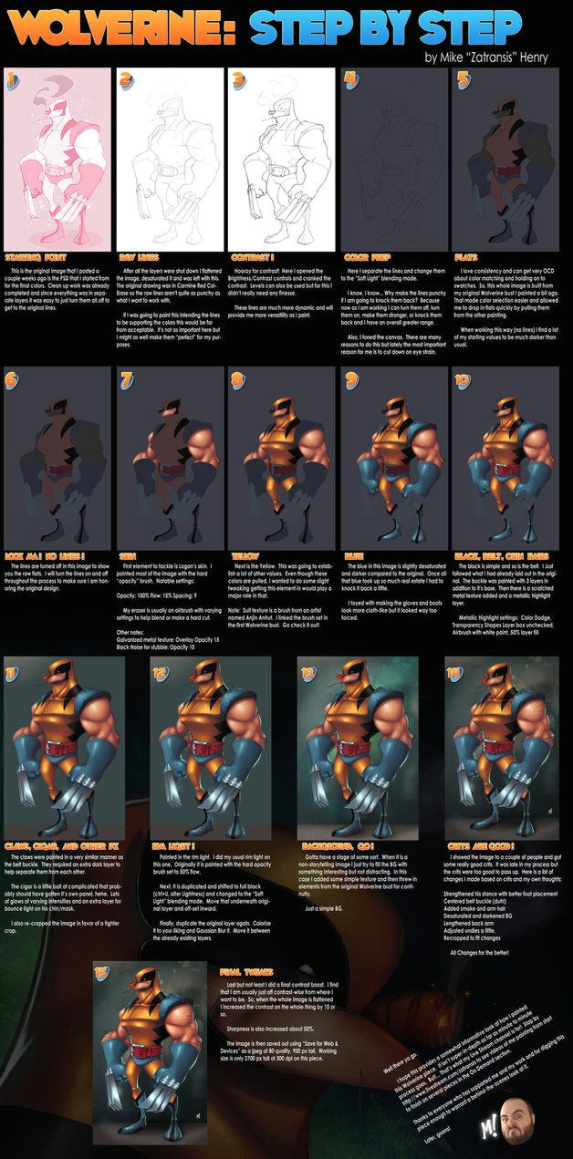 Drawing Wolverine Step-by-step Wolverine Step by Step by Zatransis Tutorials Painting Tips