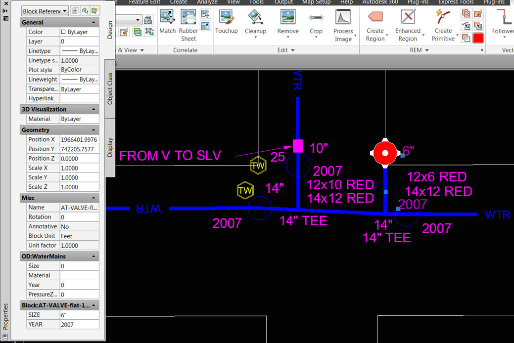Drawing Y=x Blocks with Od From An Existing Drawing Display In Autocad Map 3d