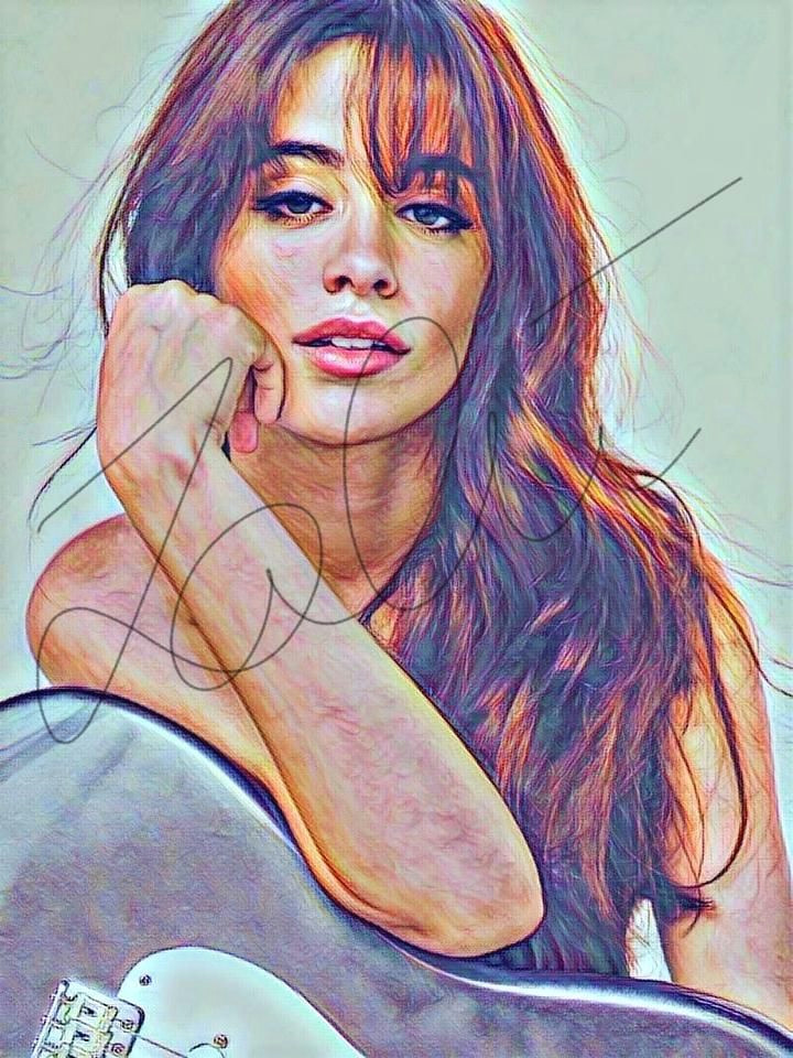 Drawing Zendaya Camila Cabello Coloured Drawing Hand Drawn Print Cabello1 Colored