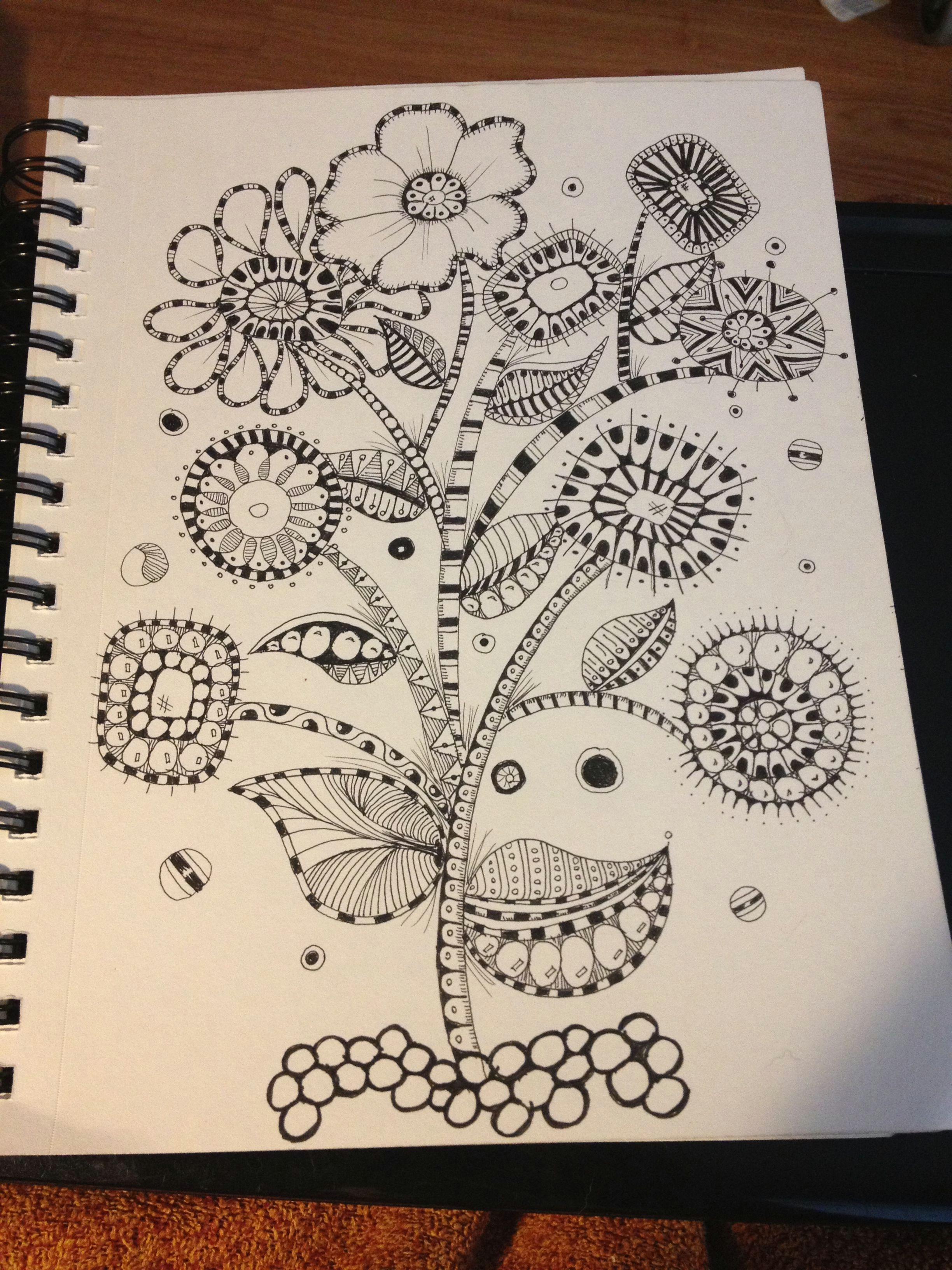 Drawing Zentangle Flowers Zentangle Mod Flower Garden My Coloring Doodles Pinterest
