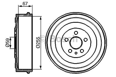 Drawing Zeta Lancia Zeta Brake Drum Rear 2 0 2 0d 95 to 02 255mm Bosch 1311823080