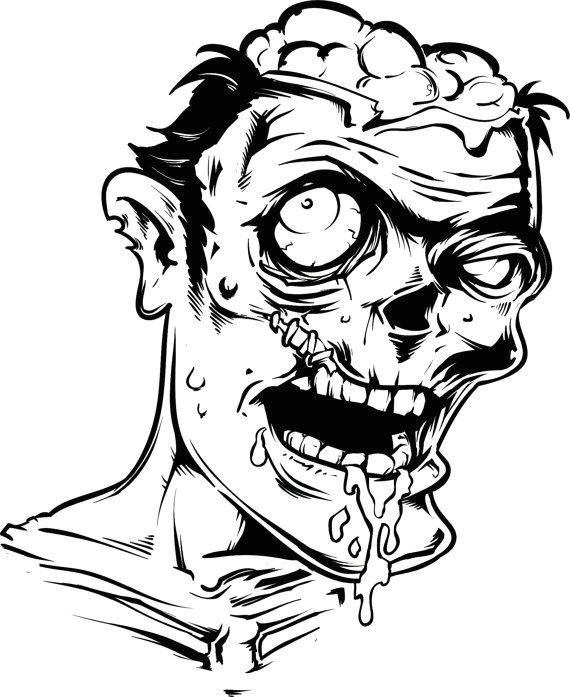 Drawing Zombie Face Zombie Face Wall Decal Sticker the Walking Dead Black Zombies